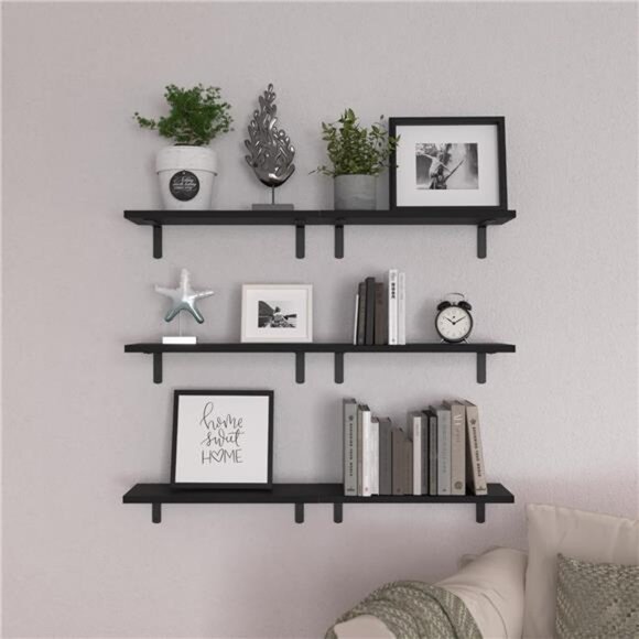 Wood Floating Shelves Set of 6, Shelves for Wall Decor, Farmhouse Shelf - Picture 6 of 7